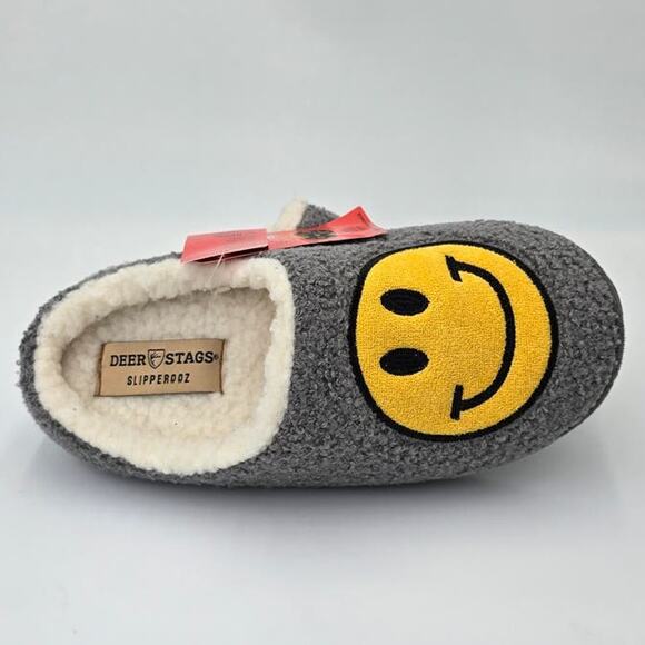 Deer Stags Slippers Smile Face Faux Shearling Cushioned Indoor Outdoor Womens 9M - Picture 3 of 9